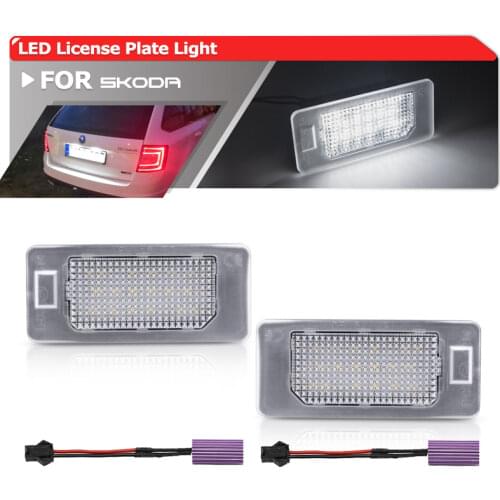 Fits For Skoda Octavia 3 Superb B6 Rapid Combi Yeti 5L Fabia Mk2 Mk3 CANBus White Led Number License Plate Lights 2PCs