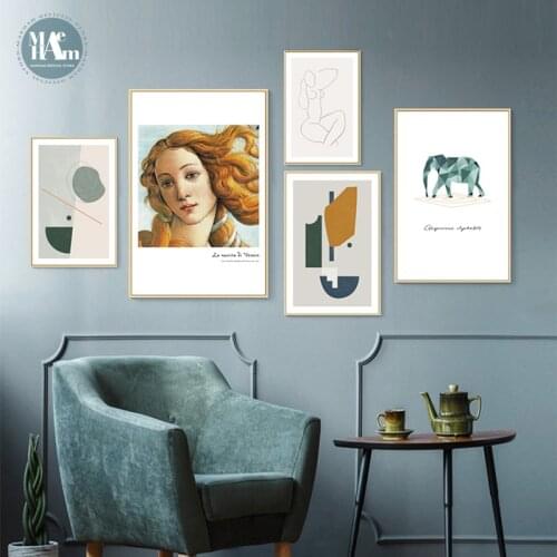 Nordic Geometric abstraction LINE Canvas Painting figure Prints Posters Wall art Pictures for Living Room Renaissance Art Decor