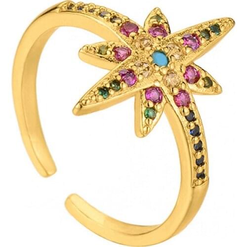 CZ Compass Rings Crystal Bijoux Femme Anel Vintage Jewelry Punk Adjustable Gold Ring For Women Men