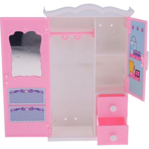 Handcrafted Pretend Toy Miniature High Capacity Wardrobe Clothes Cabinet Model For Dolls House Furniture Decoration Random Color