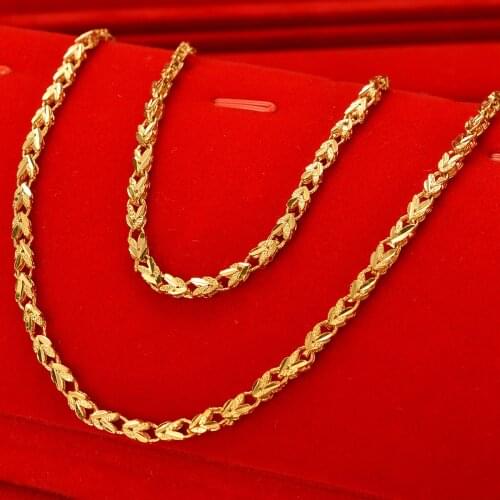 Luxury Sand Gold 18K Necklace Thick Snake Bone Yellow Gold Chain Necklaces for Women Men Wedding Engagement Jewelry Gifts