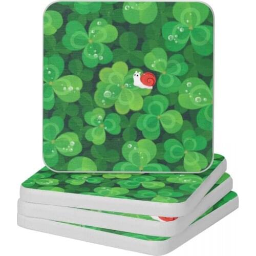 Happy Lucky Snail Diatomite Square Round Coaster Quick-drying Cup Bonsai Mat Soap Toothbrush Pad 10x10cm