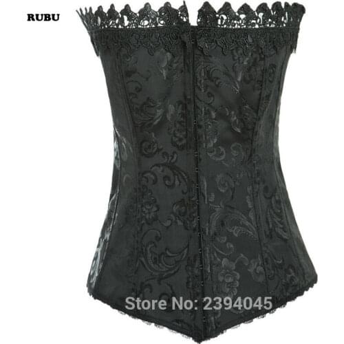 Sexy Lace up Dobby Boned Overbust Corset Bustier Top Waist Cincher Shaper Corsetlet