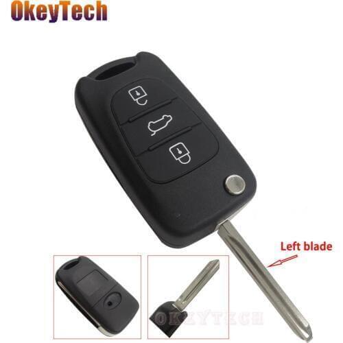 OkeyTech 3 Button Flip Folding Auto Car Key Shell Left Blade for Kia Sportage Picanto 3 Rio K2 K5 Cerato Ceed Soul for Hyundai