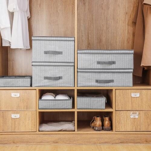 Foldable Underwear Drawer Organizers Non-Woven Dividers Wardrobe Closet Storage Boxes Toy Sundries Basket with Lid Accessories