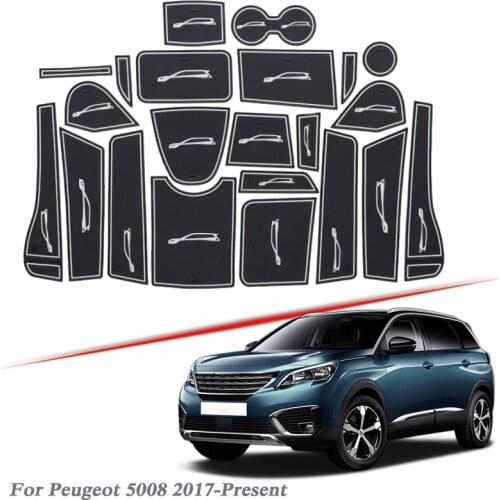 22pcs Car Styling For Peugeot 5008 2017-2020 Latex Gate slot pad Interior Door Groove Mat Non-slip dust Mat Interior Accessories