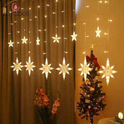 3.5M LED Star Fairy Curtain Light 220V EU Plug Christmas Garland String Lights For Holiday Festival New Year Wedding Decoration