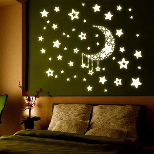 Luminous Wall Sticker Removable Stars Moon Fluorescent Wall Stickers Home Decor DIY Decals For Children Kid Room Decoration