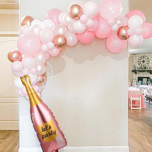 Lets party pink bottle balloon 36 inch big cup foil balloons pink white latex rose gold metallic for wedding birthday party