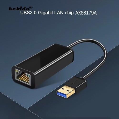 External USB Wired Gigabit Ethernet Network Card Adapter USB 3.0 to Ethernet RJ45 Lan 10/100/1000Mbps for Windows 7/8/10/XP
