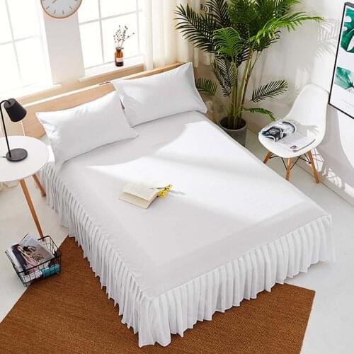 WOSTAR 100% Polyester solid lace bed skirt hotel beauty massage bedspread queen king size fitted sheet double layer bed cover