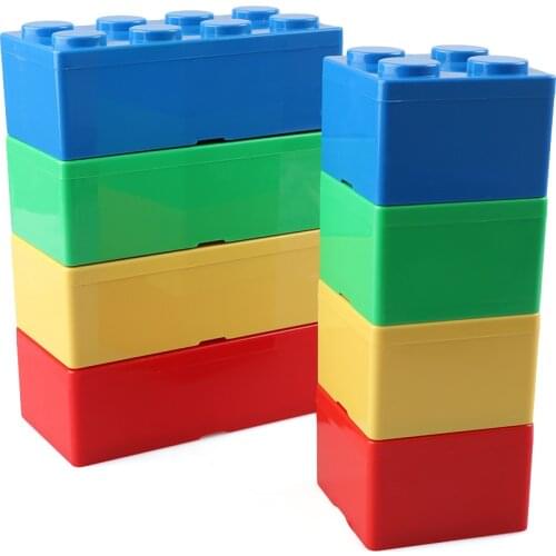 1PC Building Block Shapes Storage Box Plastic Saving Space Boxes Desktop Container Superimposed Handy Office House Organizer