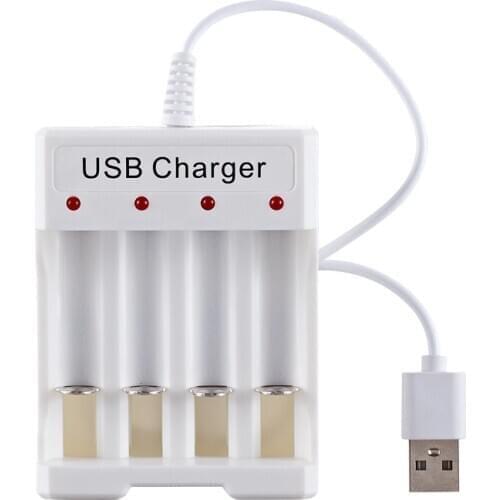 USB 4 Slots Fast Charging Battery Charger Short Circuit Protection AAA AA Rechargeable Battery Station DC1.2V 250mA