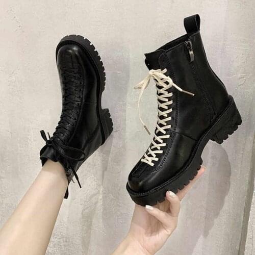Rock Shoes Ladies Boots Middle Calf Boots Ladies Luxury Designer Boots Ladies Low Heel 2021 Short Boots Round Toe Short Boots
