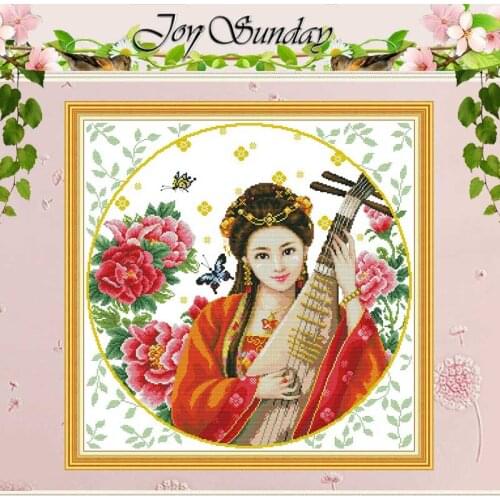 Women Playing Pipa painting counted 11CT 14CT Cross Stitch Sets DIY Chinese Cross-stitch Kits Embroidery Needlework home decor