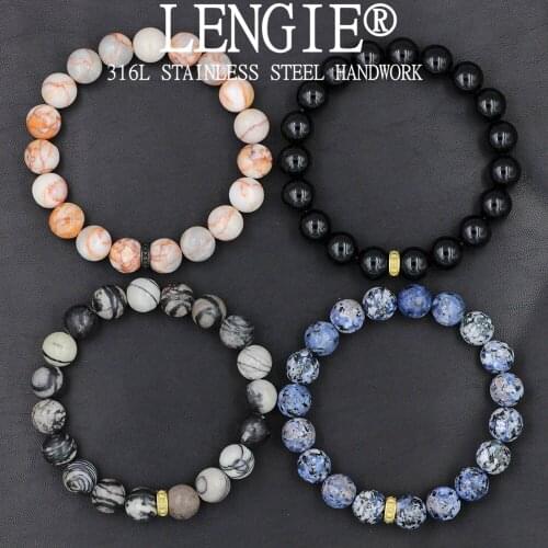 Gold Stainless Steel Spacer Stretch Bracelet 10MM Natural Onxy Stone Elastic Beaded Bracelet For Men Women Jewelry Gifts