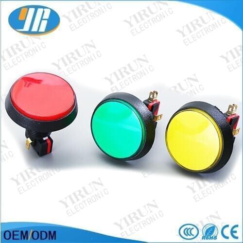 1 pcs Red Blue Yellow Green White LED Light Lamp 60MM Big Round Arcade Video Game Player Push Button Switch