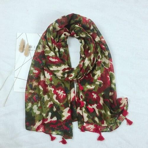 2021 Fashion Camo Print Tassel Scarves Shawls Long Camouflage Pattern Beach Wrap Scarf Hijab Muffler