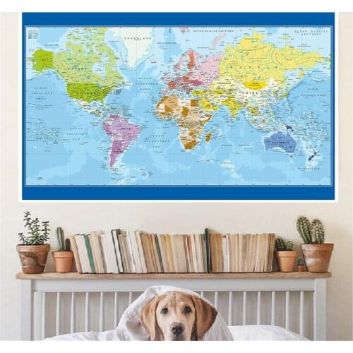 225*150cm Political Map of The World In French Large Wall Poster Non-woven Canvas Painting School Supplies Home Decoration