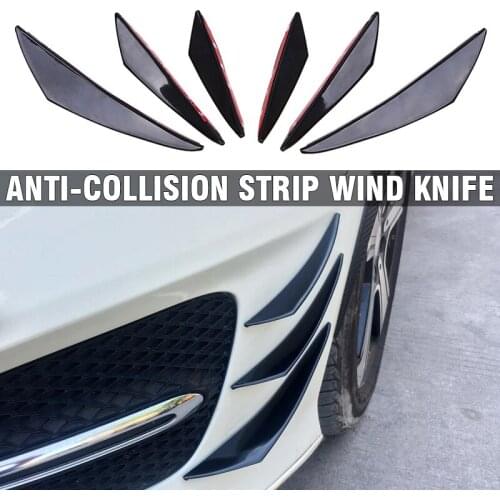 6pcs Universal Black Car Auto Front Bumper Fins Spoiler Canards Refit Kit