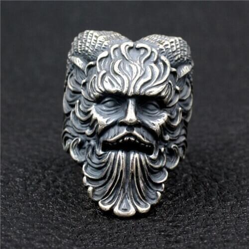 925 Sterling Silver High Detail Capricorn Paine Ring Mens Biker Punk Ring Jewelry A5326