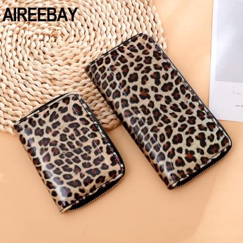 AIREEBAY Brand New Hologram Leopard Wallets Long Design Fashion PU Leather Lady Wallet Card Holder Purse Clutch Phone Coin Bag