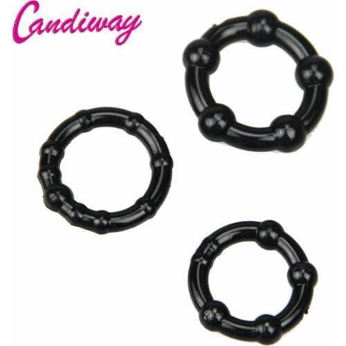 3pcs/Set Black Silicone Male Delay Lock Elastic Ring Cock Ring Penis Soft Adult Sex Toy Avoid Premature Ejaculation Sex Product