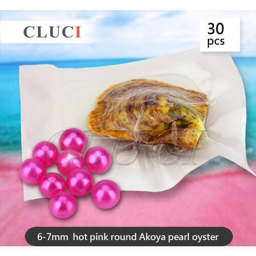 CLUCI Hot Pink Color Pearl Oysters 6-7mm akoya colorful pearls Wholesale Bright Colorful Round Beads WP095SB