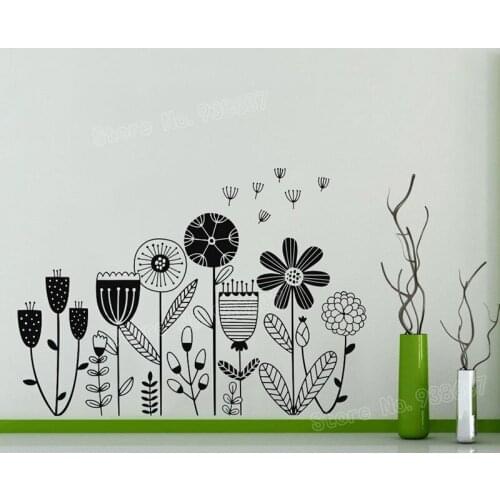 Flower Garden Vinyl Wall Stickers Bed Background Dandelion Wall Decals Girls Room Home Decorate Baby Nursery Art Sticker JW316