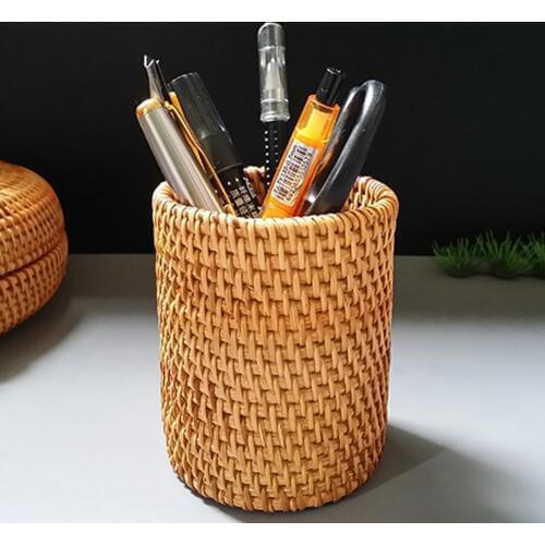 Rattan Pen Holder Pencil Organizer Pen Covers Tea Accessories 10 cm