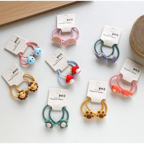 2PCS New Cute Cartoon Flower Mushroom Princess Headwear Kids Elastic Hair Bands Children Ropes Girls Accessories Baby Headdress