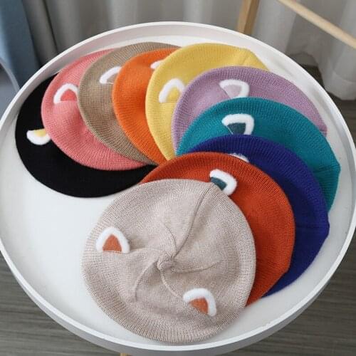 Baby Hat Berets Boy Girl Fox Ears Painter Hat Children Bonnet Caps Kids Lovely Beanies Infant Spring Autumn Winter Cap Xmas Gift
