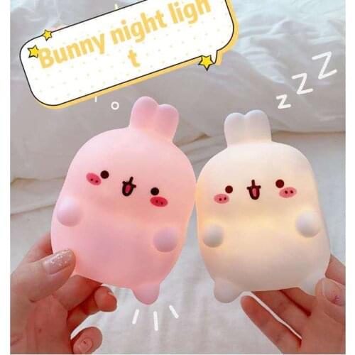 Fowecelt Bunny LED Neon Night Light Ornaments Home Decor Kids Girls Kawaii Bedroom Bedside Lamp Lighting Aesthetic Room Decor