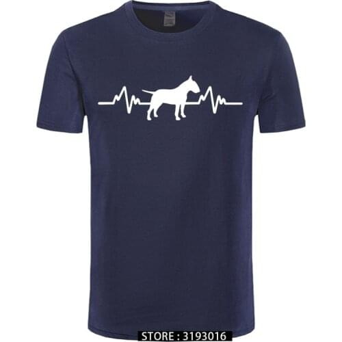 Funny Heartbeat English Bull Terrier Dog T Shirt Men Custom Pattern Cotton Short Sleeve Man Joke Present T-shirt Christmas