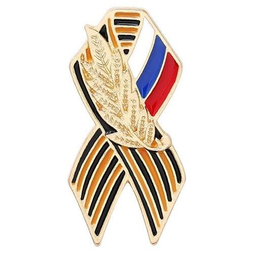 HOSENG Alloy Gold Color Autumn Plant Brooch Bow Tie Wheat Ear Stripes Retro Elegance Woman Man Lapel Collar Enamel Pin HS_205