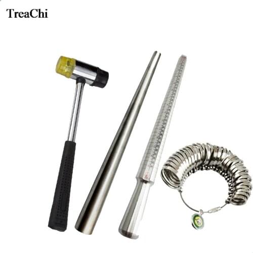 4Pcs/Lot HK US Size Ring Enlarger Stick Sizer Stainless Steel Mandrel Hammers Ring Sizer Finger Measuring Stick Jewelry Tools
