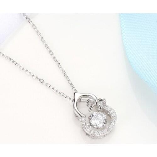 Korean version gourd Necklace female clavicle chain S925 pure silver color gold smart jump Pendant