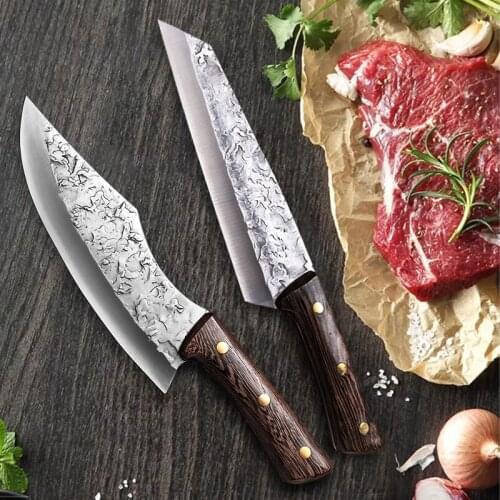 Forged Boning Knives Butcher Knife Kitchen Stainless Steel Meat Chopping Knife Slicing Knife Outdoor Survival Cooking Tools