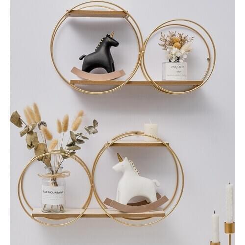 Creative Round Decorative Shelves Europe Style Room Wall Mount Iron Art Storage Rack Personalized Metal Home Decorations