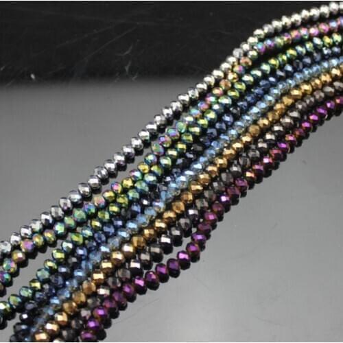 4mm 6mm 8mm Czech Loose Rondelle Plating AB Metal Color Crystal Beads For Handmade Jewelry Making Diy Spacer Faceted Glass Bead