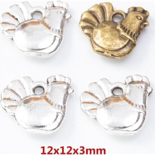 50 pieces of retro metal zinc alloy Chickens Pendant for DIY handmade jewelry necklace making 8116
