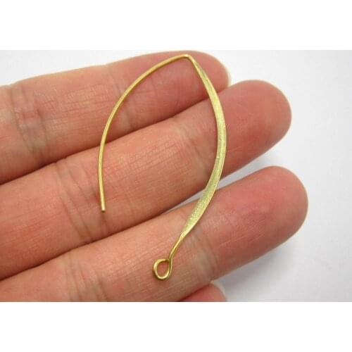 Brass ear hooks 45mm Hammered side Raw brass ear wire Earrings findings R209