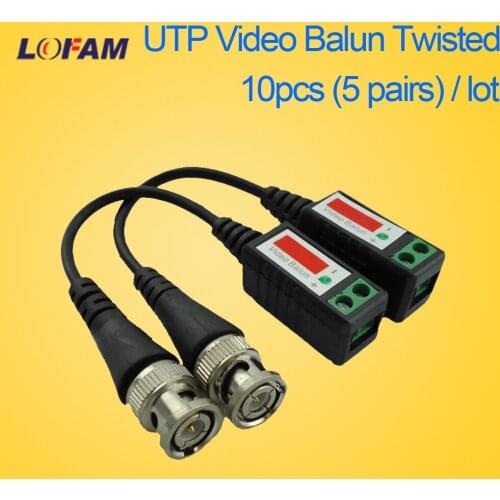 LOFAM 10pcs 5pair 3000FT Distance UTP Video Balun Twisted CCTV camera Balun Passive Transceiver BNC Cable Cat5 CCTV accessories