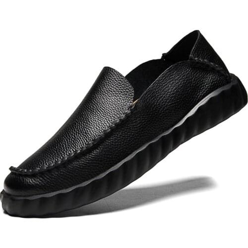 Men casual shoes Mens Genuine Leather Fashion Beanie Shoes all-match wear-resistant breathable loafers Driving shoes