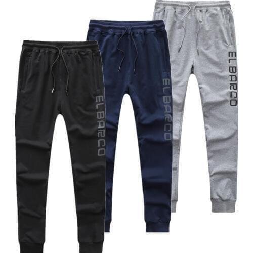 EL BARCO Cotton Casual Pants Men Discolored Letter Long Skinny Mens Pants Black Blue Grey Male Joggers Sweatpants Soft Trousers