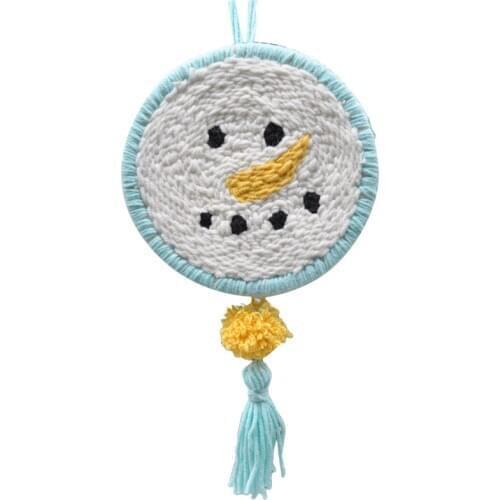 DIY Punch Needle Embroidery Starter Kits Punch Needle Tool Threader Fabric Embroidery Hoop Xmas Tree Santa Claus Snowman Shape