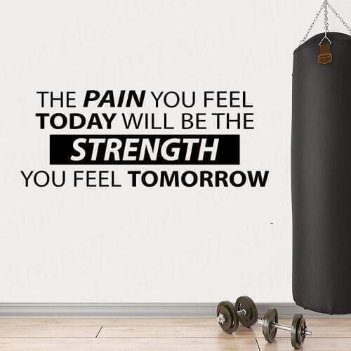 Wall Decal Sign Gym Quote The Pain You Feel Today Will Be The Strength Workout Poster Fitness Office Vinyl Sticker Decor WL1059