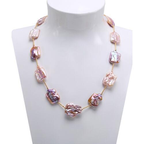 Charming wholesale white Baroque Pearl Necklace 16.5-22mm Natural Lavender South Sea Necklace AAA Party Wedding Jewery