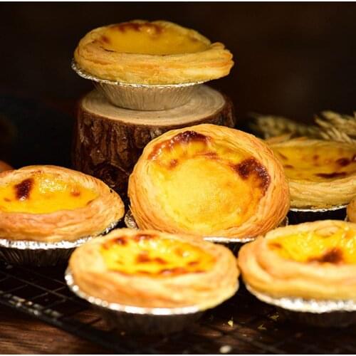 Disposable Aluminum Round Egg Tart Mold Home Kitchen Tart Tin Bottom P8Y3 Cupcake Tray Portuguese Foil A1V3