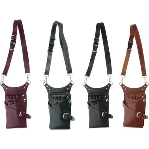 PU Barber Hair Cutting Bag Scissor Shears Pouch With Waist Shoulder Belt